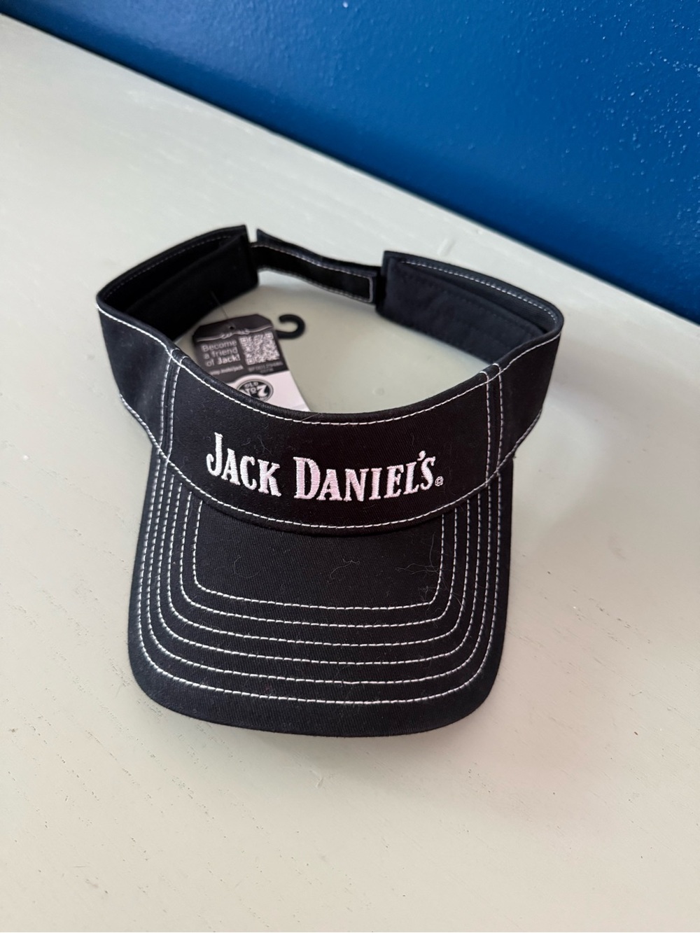 New NWT Jack Daniel's Adjustable Black Sun Golf Visor Baseball Cap Embroidered